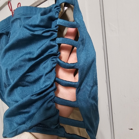 Cacique Shimmer Strappy Ruched-Side Swim Brief - Picture 3 of 7